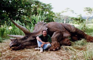Director Steven Spielberg with Triceratops